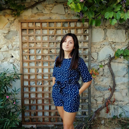 Combishort Femme Bleu et Blanc