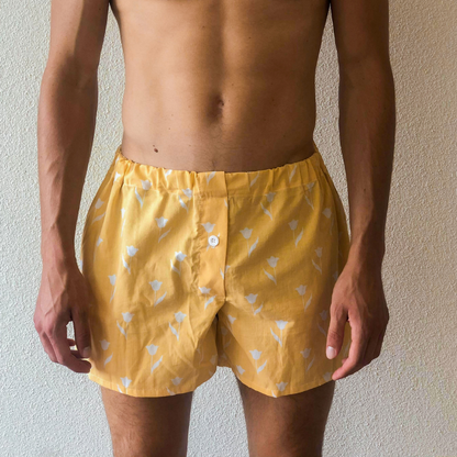 Caleçon Upcyclé Uni Jaune et Blanc